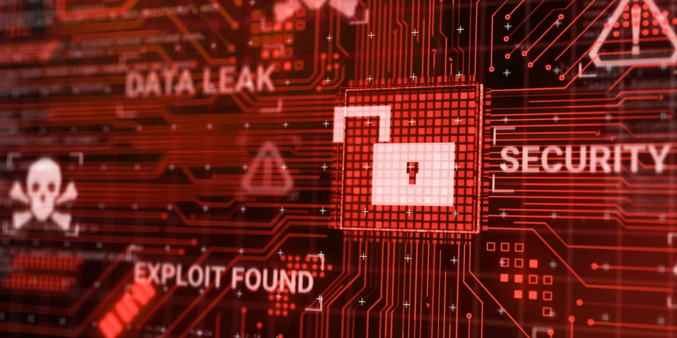 Hacker attack computer hardware microchip while process data